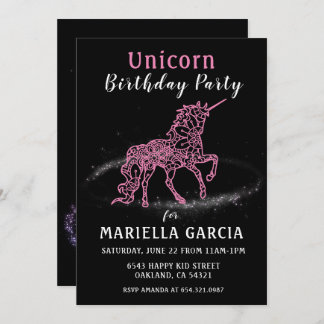 Magisches Rosa Einhorn Girls Geburtstagsparty Einladung