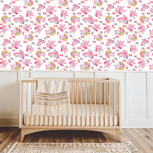 Magisches Rosa Einhorn Girly Rainbow Tapete