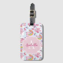Magisches rosa Einhorn-Mädchen-Regenbogen-Monogram