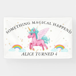 Magisches Rosa Einhorn Regenbogen Geburtstag Banner