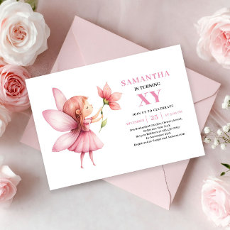 Magisches rosa Feen-Mädchen Geburtstag Süße Einlad Einladung
