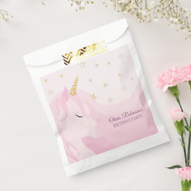 Magisches Rosa Gold Einhorn Geburtstag Geschenktütchen (Versiegelt)