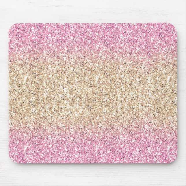 Magisches Rosa und Gold Glitzer Ombre Mousepad (Vorne)