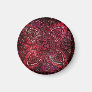 Magisches rotes Paisley auf schwarzem Hintergrund Magnet