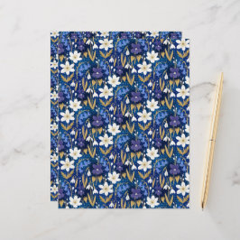 Magisches Royal Blue Floral Muster Scrapbook