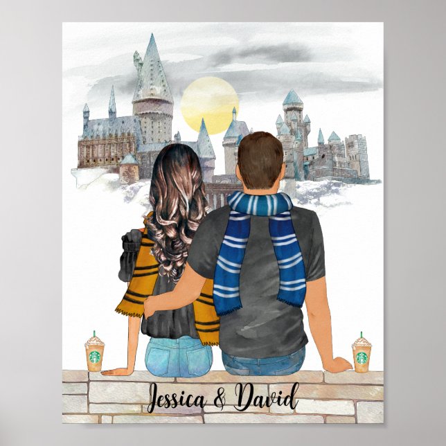 Magisches Schlossassistent Portrait, Wizards Print Poster (Vorne)