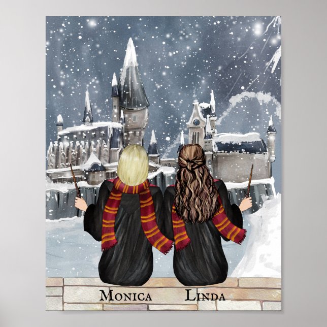 Magisches Schlossassistent Portrait, Wizards Print Poster (Vorne)