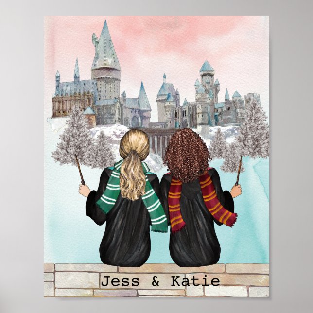 Magisches Schlossassistent Portrait, Wizards Print Poster (Vorne)