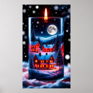 Magisches Schnee-Kerzen-Dorf Poster