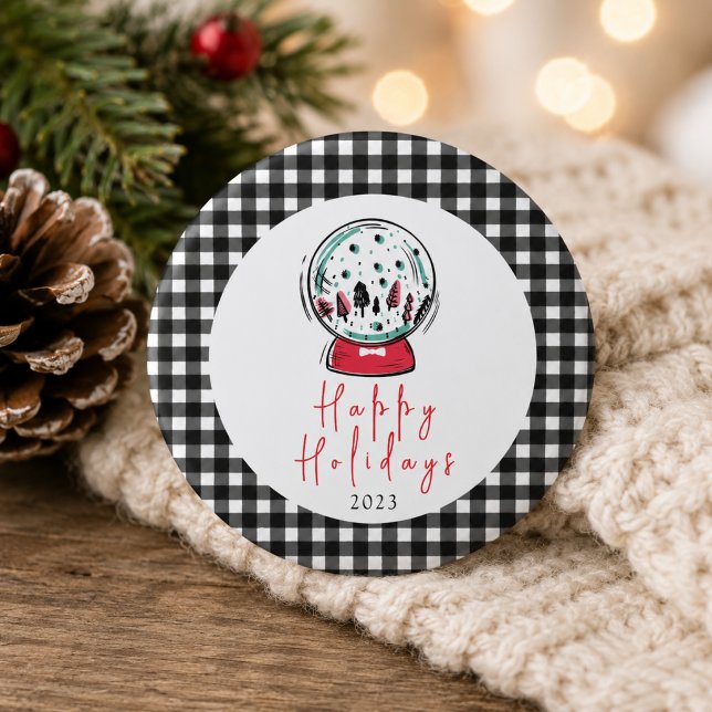 Magisches Schneeglobe Weihnachts-Party Button (Magical Snow Globe Christmas Party Button)