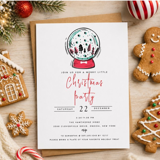 Magisches Schneeglobe Weihnachts-Party Einladung (Magical Snow Globe Christmas Party Invitation)