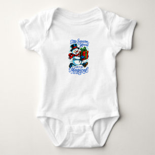 Magisches Schneemann-Weihnachten Cute Festlich Baby Strampler
