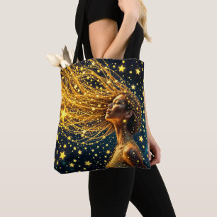Magisches Sternenportrait von Goldfantasy-Frau