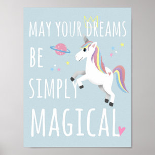 Magisches Süßes Einhorn Kinder Zimmer Whimsical Bl Poster