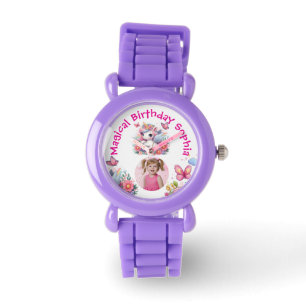 Magisches süßes florales Einhorn-Foto-Geburtstagsg Armbanduhr