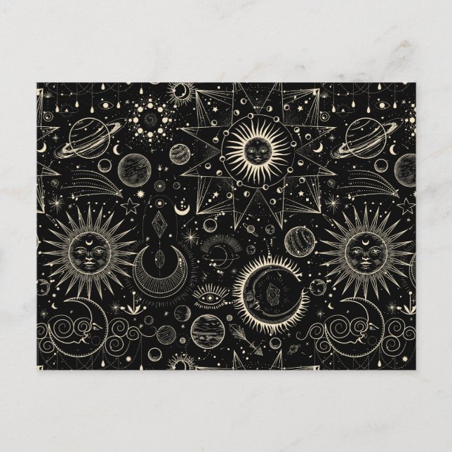 Magisches Tarot Astrologie boho Celestie Postkarte (Vorderseite)