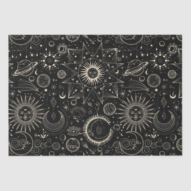 Magisches Tarot Astrologie boho Celestie Seidenpapier (Vorderseite)