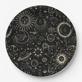 Magisches Tarot Astrologie boho Himmelsmuster Pappteller