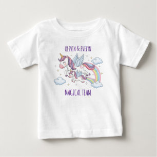 Magisches Team Fliegende Einhorn-Schwestern Baby T-shirt