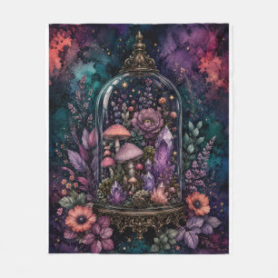 Magisches Terrarium Kristall und Pilz Whimsigoth Fleecedecke