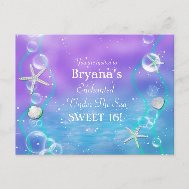 Magisches Unterwasser Geburtstag Postkarte Einladu (Vorderseite)