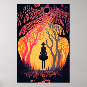 Magisches Wald-Psychedelic-Poster 1 Poster
