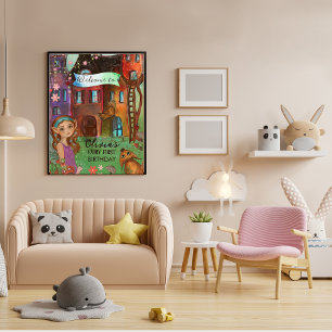 Magisches Waldfest 1. Geburtstag Begrüßungposter Poster