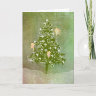 Magisches Weihnachten, Baum & Feen Weihnachtskarte Feiertagskarte