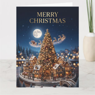 Magisches Weihnachtsdorf-Diorama-Grußdesign Karte