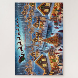 Magisches Weihnachtsdorf Santa Reindeer Winter Puzzle