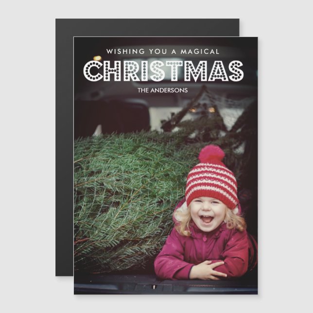 Magisches Weihnachtsfest-Foto Magnetkarte (Vorne/Hinten)