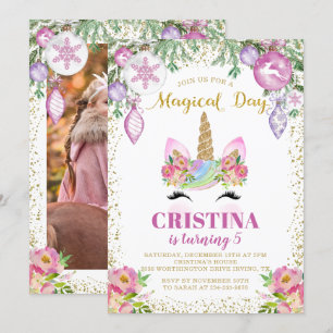 Magisches Weihnachtsgebäck Unicorn Foto Geburtstag Einladung