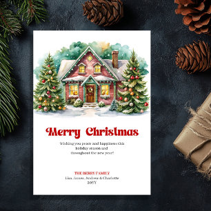 Magisches Weihnachtshaus freudige Winter-Szene-Kar Feiertagskarte