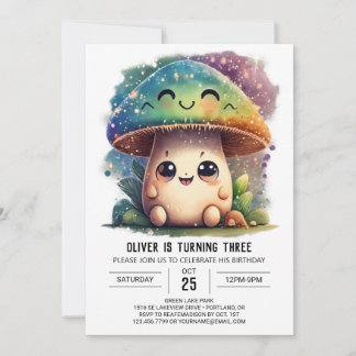 Magisches Woodland Custom Mushroom Geburtstag Einladung