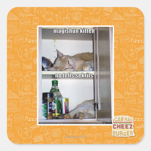 Magishun Kitteh Quadratischer Aufkleber (Vorderseite)