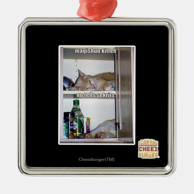 Magishun Kitteh Silbernes Ornament (Vorne)