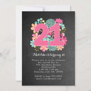 MAGNET 21. Geburtstag Party Chalkboard Floral