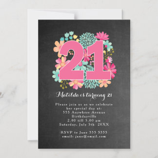 MAGNET 21. Geburtstag Party Chalkboard Floral
