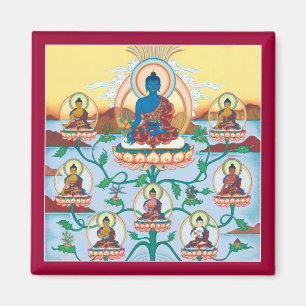 MAGNET 8 Medicine Buddhas - quadratischer Magnet