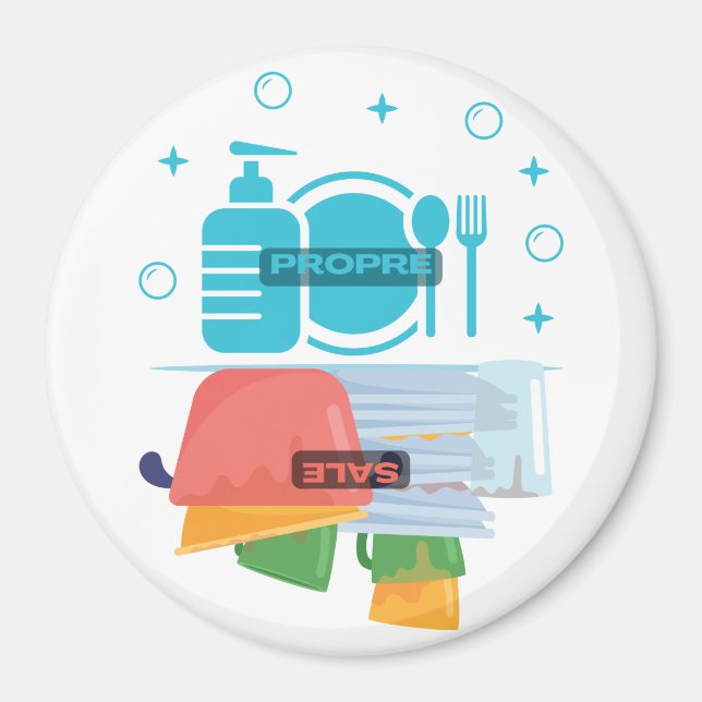 Magnet aimanté pour lave vaisselle "Propre - Sale" (Vorne)