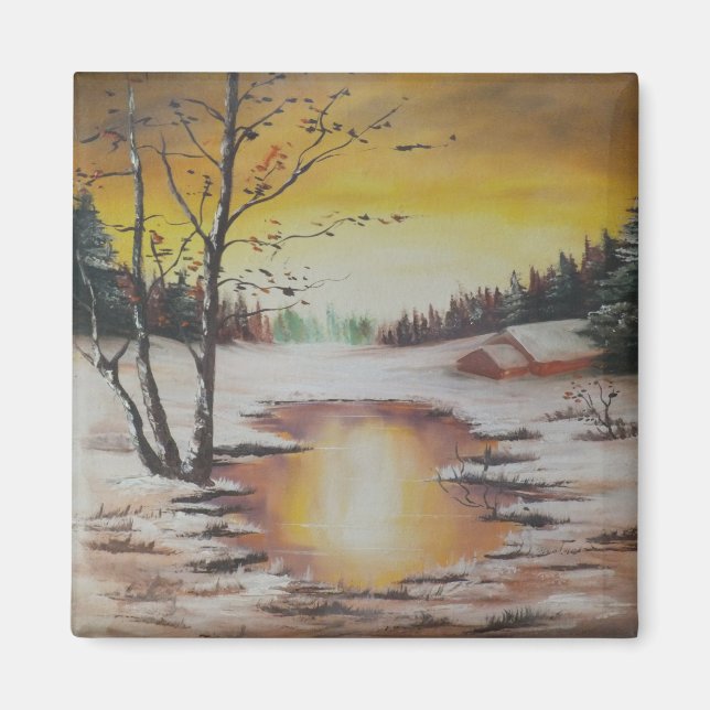 Magnet Ann Hayes Painting Winterszene (Vorne)