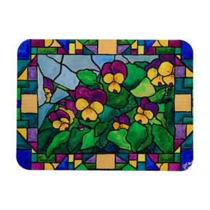 Magnet aus Hartglas-Stiefmütterchen