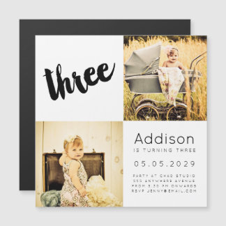 MAGNET Baby Boy Girl 3. Geburtstagskarte