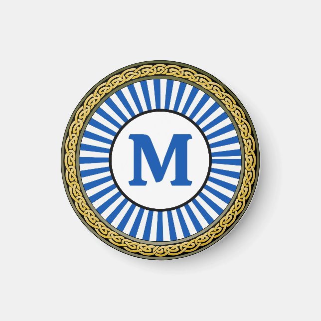 Magnet - Blauer Streifen - Personalisiert - Initia (Vorne)