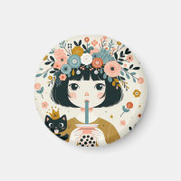 Magnet "Das Mädchen mit dem Bubble Tea"