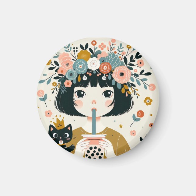Magnet  "Das Mädchen mit dem Bubble Tea" (Vorne)