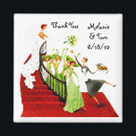 Magnet - Deko Wedding Gift Keepake Bridesmaids TY<br><div class="desc">Magnet Design hat ein digital erweitertes Retro Hochzeitsbild mit der verzweifelten Kellnerin,  die einen Tauchgang für das Brautbukett macht!! Sehr Niedlich und einfach zu individualisieren als Wedding Keepake.. perfekt für Ihre Begleiter,  Familienmitglieder,  & Freunde! Danke für den Besuch!!</div>