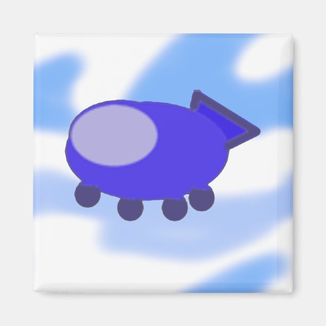 Magnet Fliegendes blaues Raumschiff (Vorne)