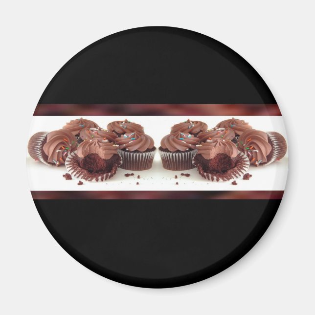 Magnet für braune und schwarze Cupcake-Visitenkart (Vorne)