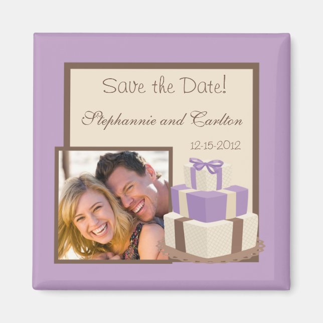 Magnet für lila/braune Hochzeitstorte (Vorne)